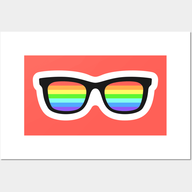 Rainbow Tinted Nerdy Glasses Wall Art by machmigo